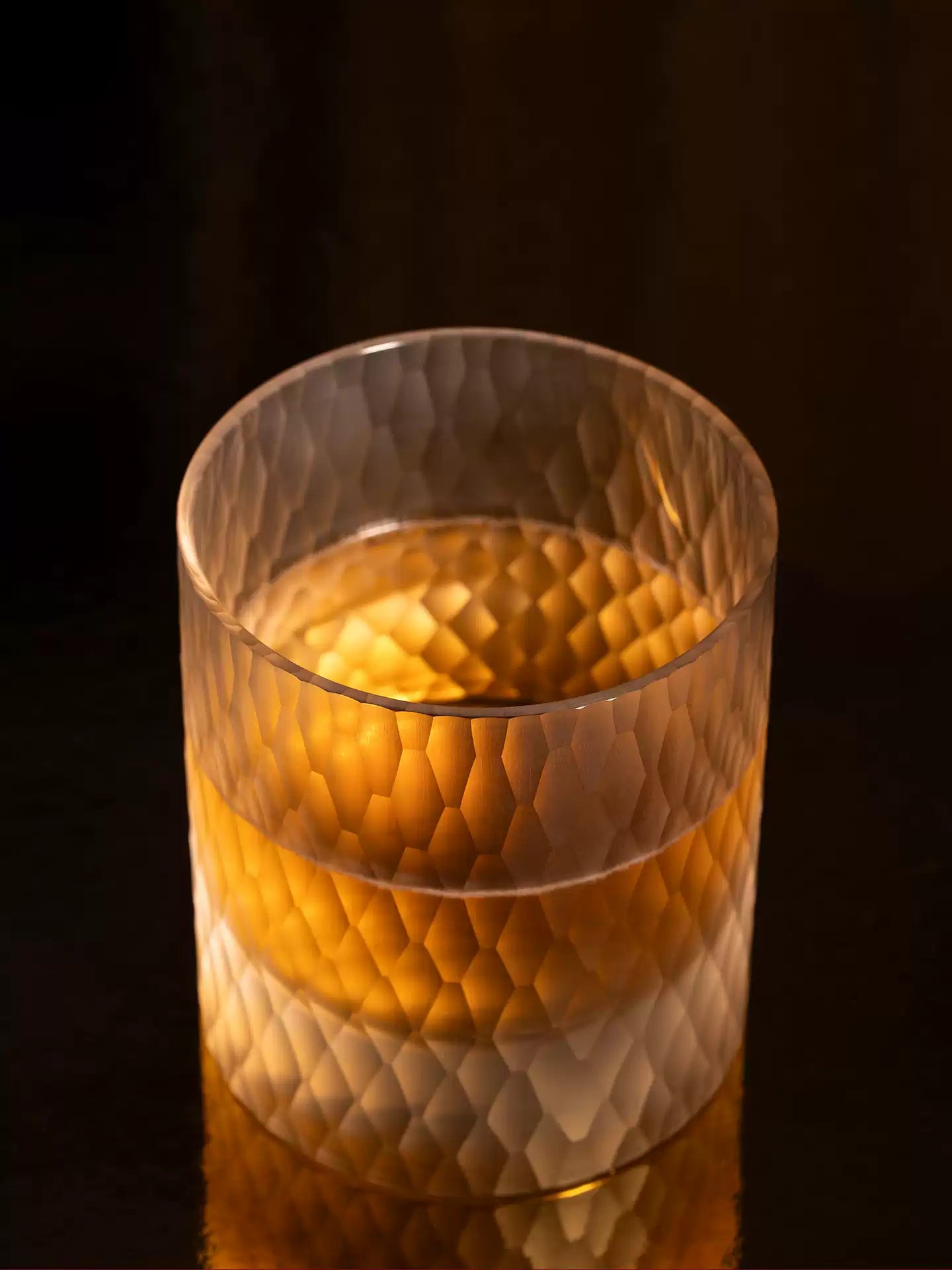 Handmade Frosted Whiskey Glass 300ml | Diamond Cut Flat-Bottom Tumbler with Gift Box